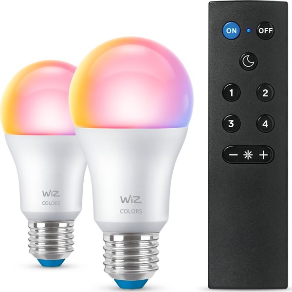 Signify WiZ White & Color 60W E27 A60 Τυπική μορφή 2er +Τηλεχειριστήριο
