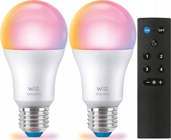 Signify WiZ White & Color 60W E27 A60 Τυπική μορφή 2er +Τηλεχειριστήριο