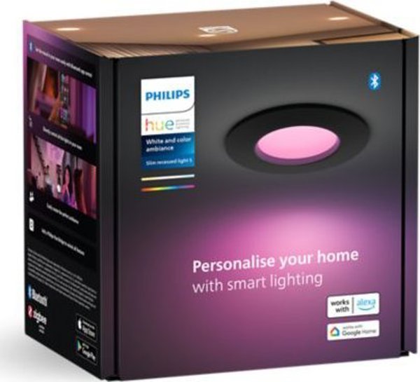 Signify Philips Hue White & Col. Amb. Slim Recessed 90mm μαύρο