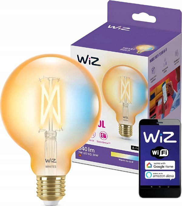 Signify WiZ Filament 50W E27 Σφαιρική μορφή G95 Κεχριμπάρι Μονό πακέτο.