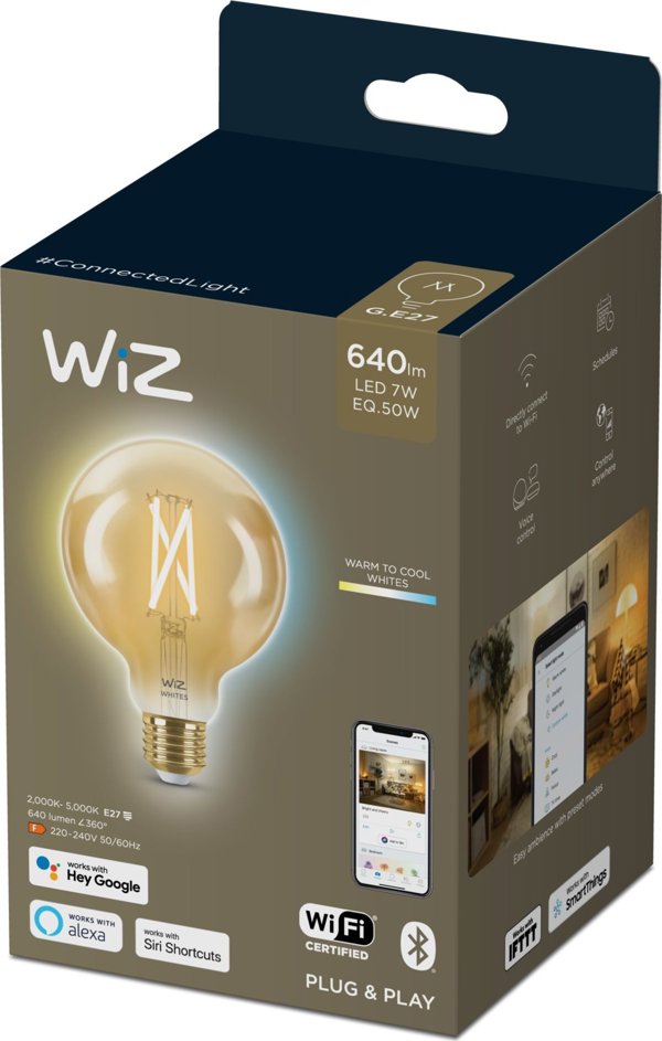 Signify WiZ Filament 50W E27 Σφαιρική μορφή G95 Κεχριμπάρι Μονό πακέτο.