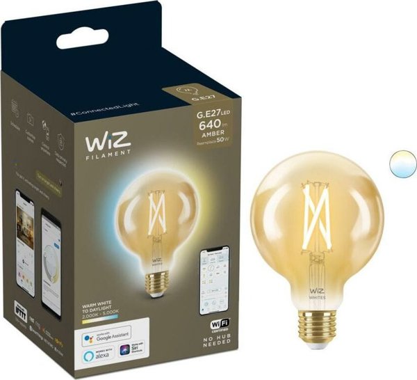 Signify WiZ Filament 50W E27 Σφαιρική μορφή G95 Κεχριμπάρι Μονό πακέτο.