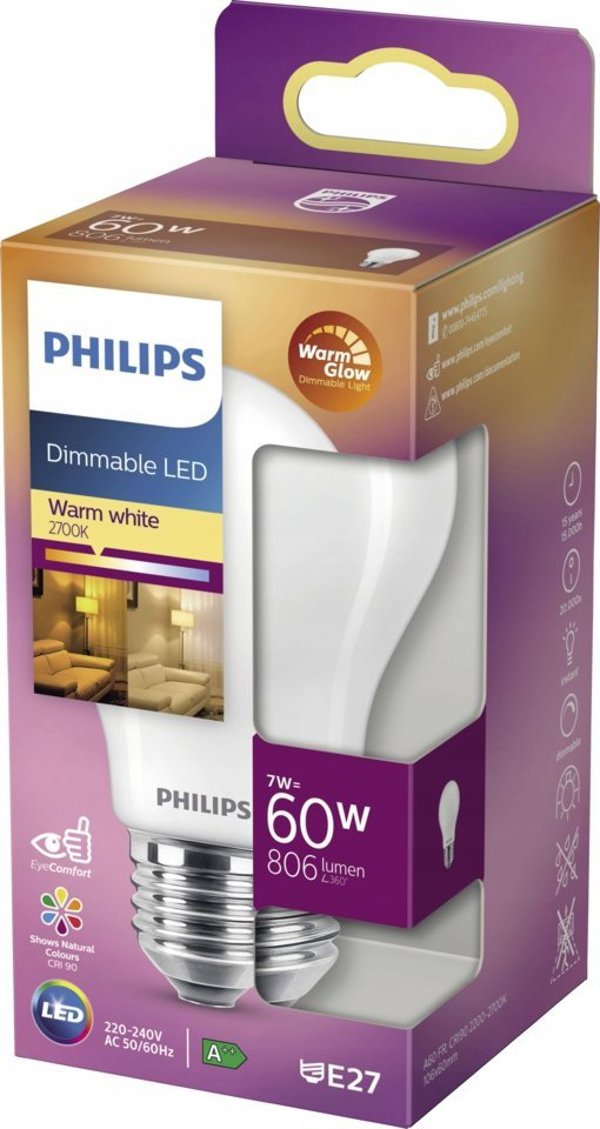 Signify Phillips LED WarmGlow Lampe 60W E27 810lm matt 1er P