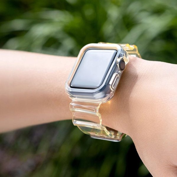 Hurtel Σετ Λουράκι Σιλικόνης, Βραχιόλι και Θήκη Strap Light για Apple Watch 44mm - Κίτρινο