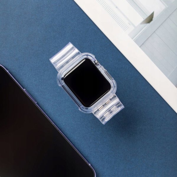Hurtel Σετ Λουράκι Σιλικόνης, Βραχιόλι και Θήκη Strap Light για Apple Watch 44mm - Κίτρινο