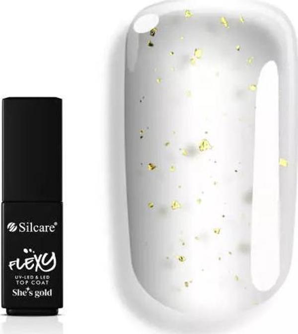 Silcare SILCARE_Flexy She's Gold Top Coat παρασκεύασμα για νύχια με χρυσές νιφάδες 4,5 g