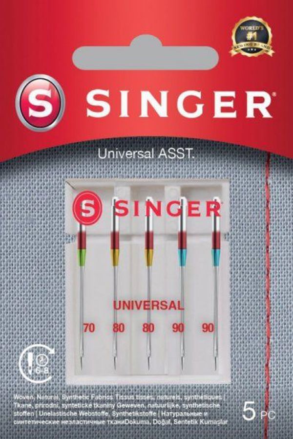 Singer Σετ 5 Καθολικές Βελόνες Ραπτομηχανής ASST για Υφάσματα, Βαμβακερά, Λινά & Συνθετικά