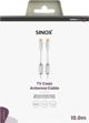 Καλώδιο Κεραίας Sinox PRO, 10μ, Λευκό, Εγκεκριμένο από YouSee & Stofa