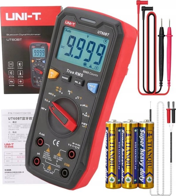 Ψηφιακός πολύμετρος DC/AC1000V| DC/AC 10A| 100MO| 10mF| 10MHz| -40-1000C| BT, UNI-T