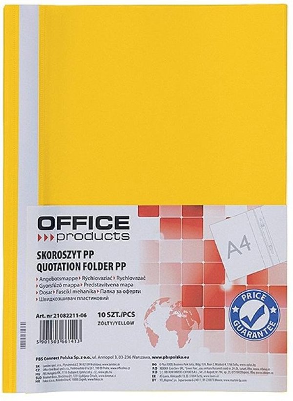 Ντοσιέ Office Products, 120/180 mic, PP, Κίτρινο