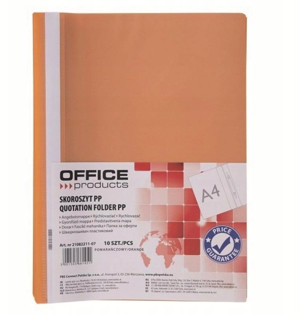 Office Products Φάκελος PP, 120/180 Mic, Πορτοκαλί