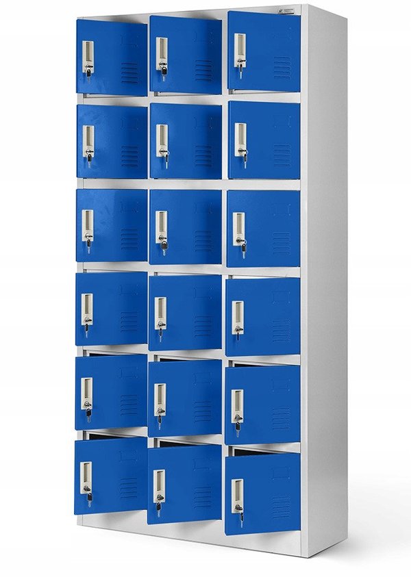 Skrytkowa szafa socjalna KAROL, 900 x 1850 x 400 mm, szaro-niebieska