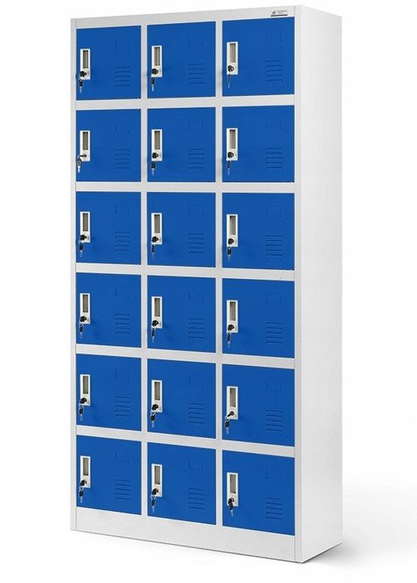 Skrytkowa szafa socjalna KAROL, 900 x 1850 x 400 mm, szaro-niebieska