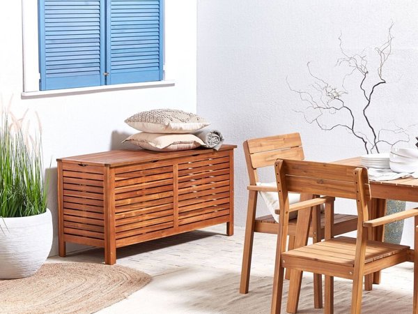 Beliani Κουτί Κήπου RIVIERA από Ξύλο Ακακίας, 130x64 cm, Σκούρο Ξύλο