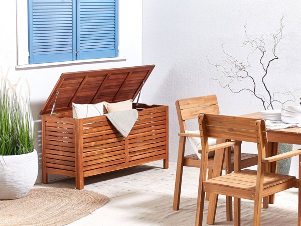 Beliani Κουτί Κήπου RIVIERA από Ξύλο Ακακίας, 130x64 cm, Σκούρο Ξύλο