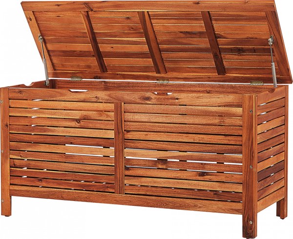 Beliani Κουτί Κήπου RIVIERA από Ξύλο Ακακίας, 130x64 cm, Σκούρο Ξύλο