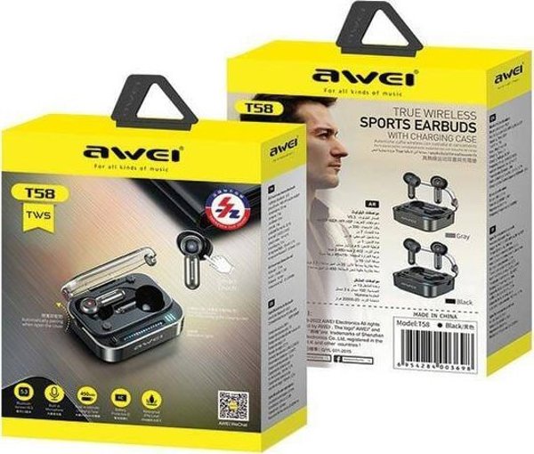 Ακουστικά Awei AWEI ακουστικά Bluetooth 5.3 T58 ANC + σταθμός σύνδεσης μαύρο/black