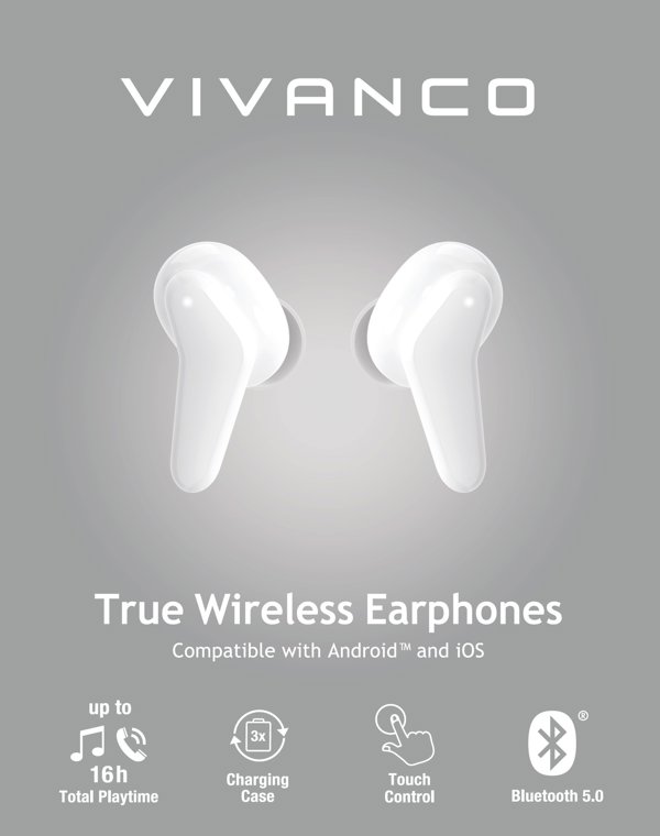 Ασύρματα ακουστικά Vivanco Fresh Pair BT, λευκά (60604)