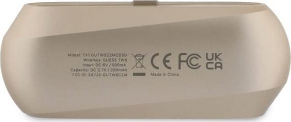 Ακουστικά Guess Guess Bluetooth GUTWSC2MCDSD TWS + σταθμός σύνδεσης χρυσό/χρυσό Επιμήκης Μεταλλική Εκτυπωμένη Λογότυπο