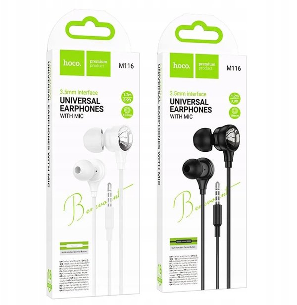 Hoco M116 Ενσύρματα Ακουστικά In-Ear με Βύσμα Jack 3.5mm - Μαύρα