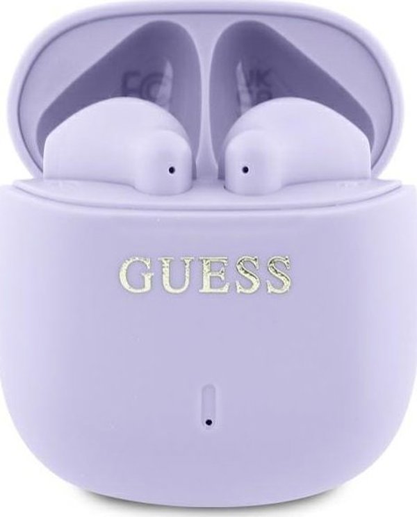 Ακουστικά Guess Bluetooth TWS GUTWSJ14ESGU, Ασύρματα Ακουστικά με Θήκη Φόρτισης, Printed Classic Logo, Μωβ
