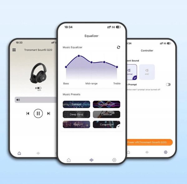 Ασύρματα ακουστικά Tronsmart SOUNFII Q20S Hybrid ANC με ενεργή ακύρωση θορύβου - μαύρα