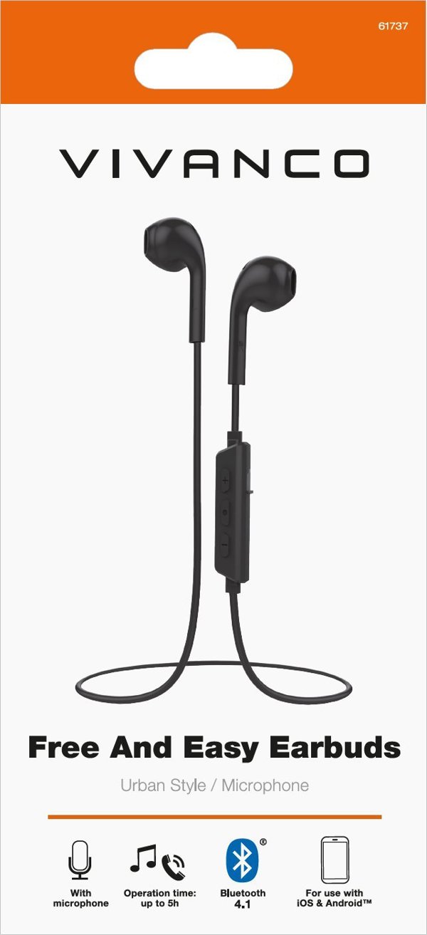 Ακουστικά Vivanco Vivanco ασύρματα ακουστικά Free&Easy Earbuds, μαύρο (61737)