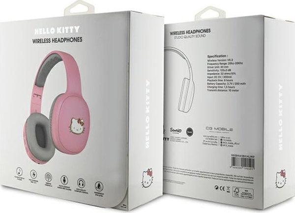 Ακουστικά HelloKitty Hello Kitty ακουστικά Bluetooth HKBHA1BKHLMP ροζ/ροζ Μεταλλικό Λογότυπο