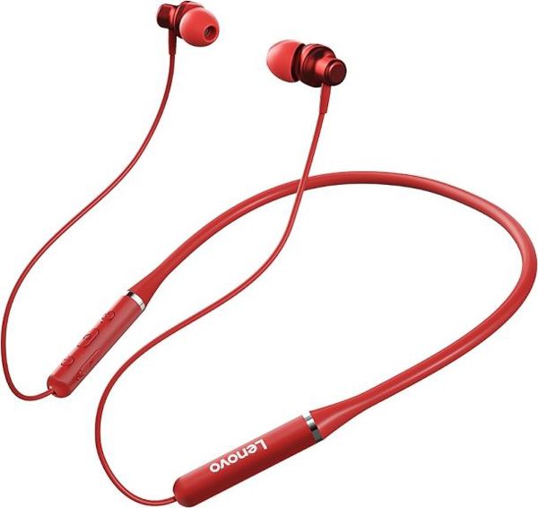 Lenovo HE05 Bluetooth Ακουστικά Neckband – Κόκκινα, 8 Ώρες Αυτονομία