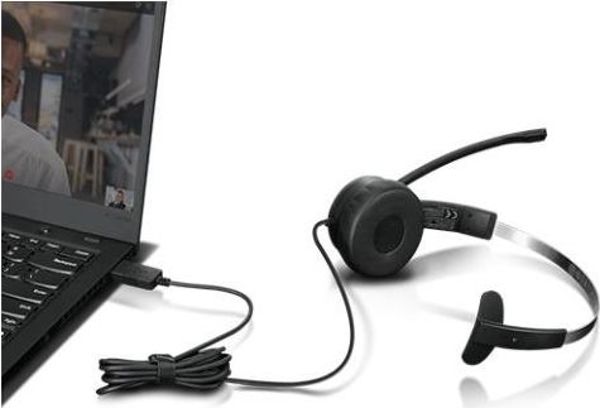 Lenovo 100 Stereo On-Ear Ακουστικά με Μικρόφωνο, Μαύρα (4XD1B61617)