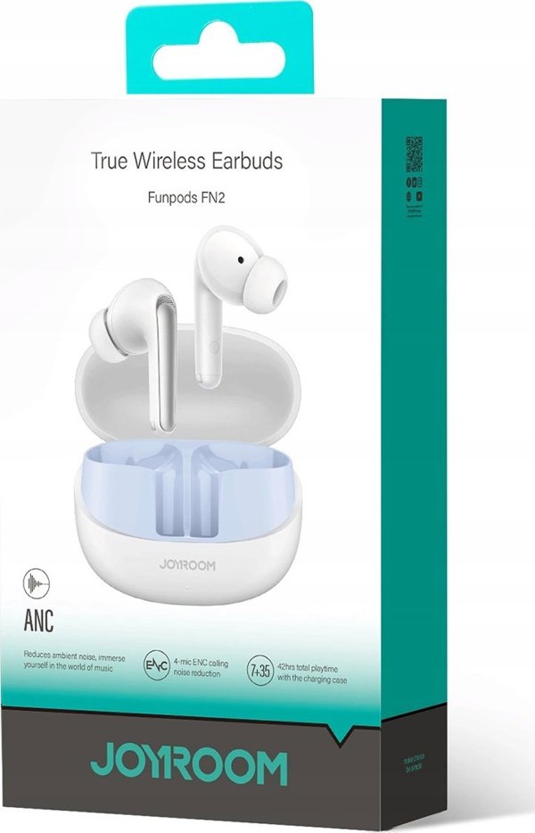 Ακουστικά JOYROOM Ακουστικά JOYROOM Funpods JR-FN2 ενδοωτιαία TWS με Bluetooth 5.4, λειτουργία ANC και προστασία IP54 - λευκά