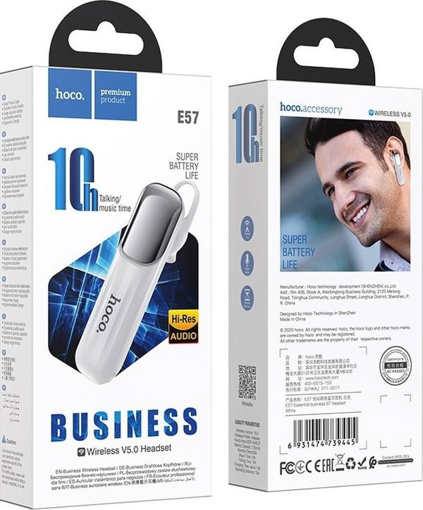 Ακουστικό Techonic HOCO ακουστικό bluetooth Essential business E57 λευκό