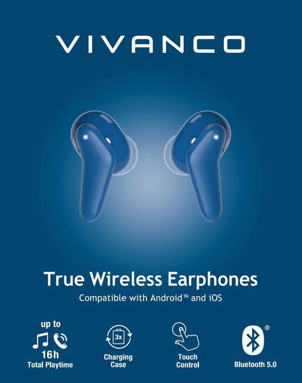 Ασύρματα ακουστικά Vivanco Fresh Pair BT, μπλε (60607)