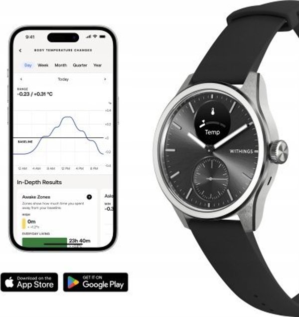 Έξυπνο ρολόι Withings Withings Scanwatch 2 - ρολόι με λειτουργία ΗΚΓ, μέτρηση παλμών και SPO2 καθώς και μέτρηση φυσικής δραστηριότητας και ύπνου (42mm, μαύρο)