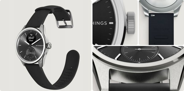 Έξυπνο ρολόι Withings Withings Scanwatch 2 - ρολόι με λειτουργία ΗΚΓ, μέτρηση παλμών και SPO2 καθώς και μέτρηση φυσικής δραστηριότητας και ύπνου (42mm, μαύρο)
