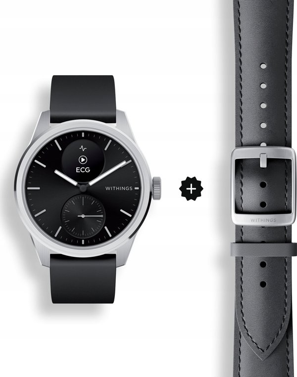 Έξυπνο ρολόι Withings Withings Scanwatch 2 - ρολόι με λειτουργία ΗΚΓ, μέτρηση παλμών και SPO2 καθώς και μέτρηση φυσικής δραστηριότητας και ύπνου (42mm, μαύρο)