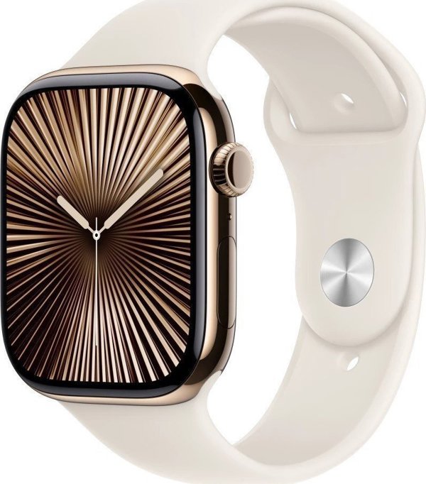 Έξυπνο ρολόι Apple Watch 10 GPS + Cellular 42mm Χρυσό Τιτάνιο M/L Λευκό (MX073QF/A)