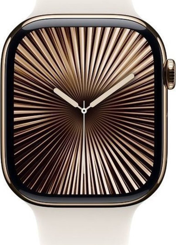Έξυπνο ρολόι Apple Watch 10 GPS + Cellular 42mm Χρυσό Τιτάνιο M/L Λευκό (MX073QF/A)