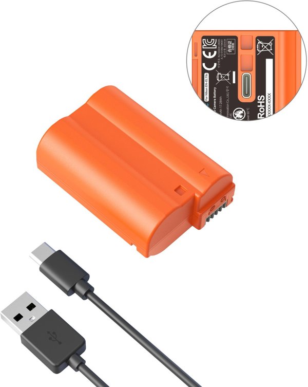 SmallRig 4966 EN-EL15c Επαναφορτιζόμενη Μπαταρία Κάμερας USB-C Πορτοκαλί