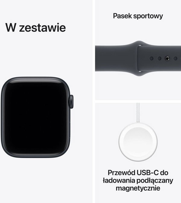 Apple Watch SE 3 (GPS) 44 mm μεσαία νύχτα αλουμινένια θήκη και μεσαία νύχτα αθλητικό λουράκι, M/L