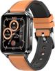 Kumi KU5 Pro Smartwatch με Μέτρηση Αρτηριακής Πίεσης & Οξυγόνου, Μαύρο-Καφέ