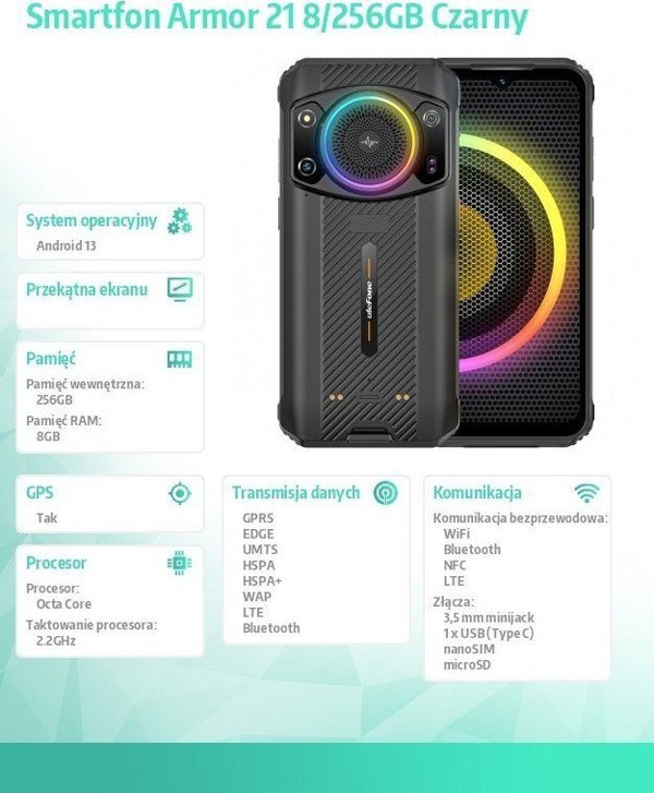Έξυπνο τηλέφωνο UleFone Armor 21 8/256GB Μαύρο (UF-A21/BK)