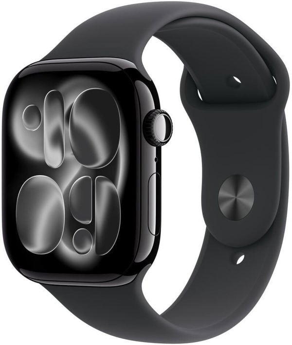 Apple Watch Series 11 (GPS) 46mm Mirror Black Aluminum Case with Black Sport Band, S/M