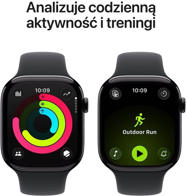 Apple Watch Series 11 (GPS) 46mm Mirror Black Aluminum Case with Black Sport Band, S/M