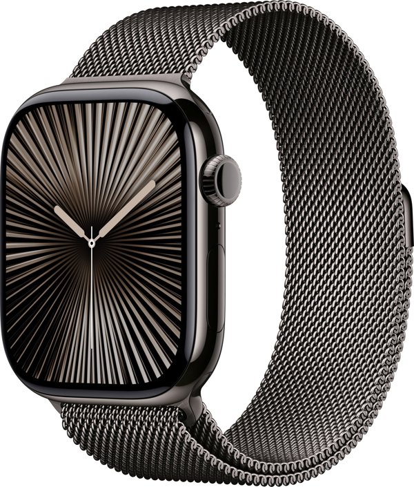 Watch Series 10 GPS + Cellular, θήκη 42 mm από τιτάνιο σε σχιστόχρωμα με μελανιόχρωμο ιταλικό βραχιόλι