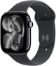 Apple Watch Series 11 (GPS + Cellular) 46 mm αλουμινένια θήκη σε μαύρο καθρέφτη και μαύρο αθλητικό λουράκι, M/L