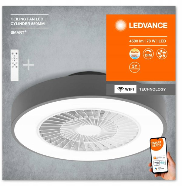 Έξυπνος λαμπτήρας LED με ανεμιστήρα LEDVANCE SMART WIFI, 76W, 3000-6500K, 2300lm, με τηλεχειριστήριο
