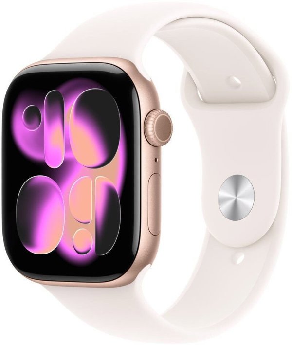 Apple Watch S11 Αλουμίνιο Κυψελωτό 42mm Ροζ χρυσό (Αθλητικό λουράκι ανοιχτό ροζ) M/L