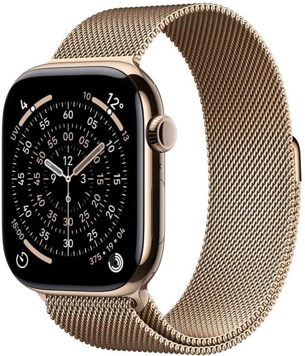 Apple Watch Series 11 GPS + Cellular 42mm Gold Titanium Case with Gold Milanese Loop