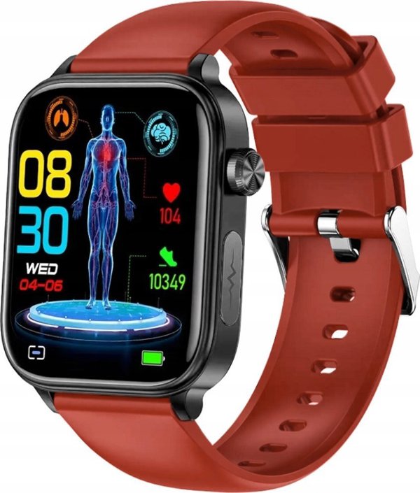 Έξυπνο ρολόι Rubicon SmartWatch Rubicon RNCF33 μαύρο κόκκινο συνομιλίες γλυκόζη θερμόμετρο.